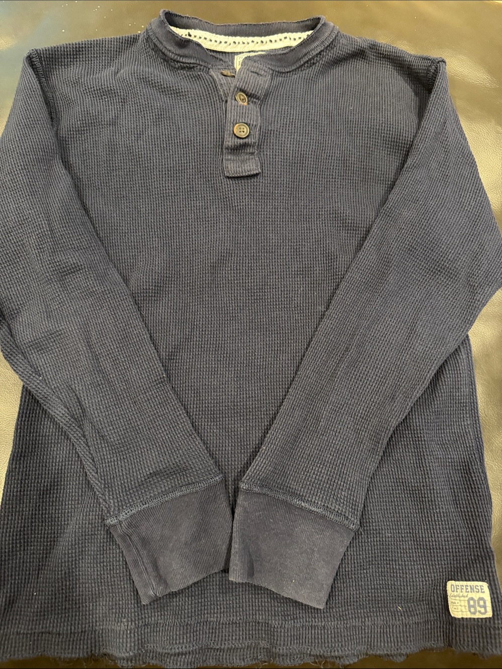 The Children's Place Navy Waffle-Knit Crewneck Henley